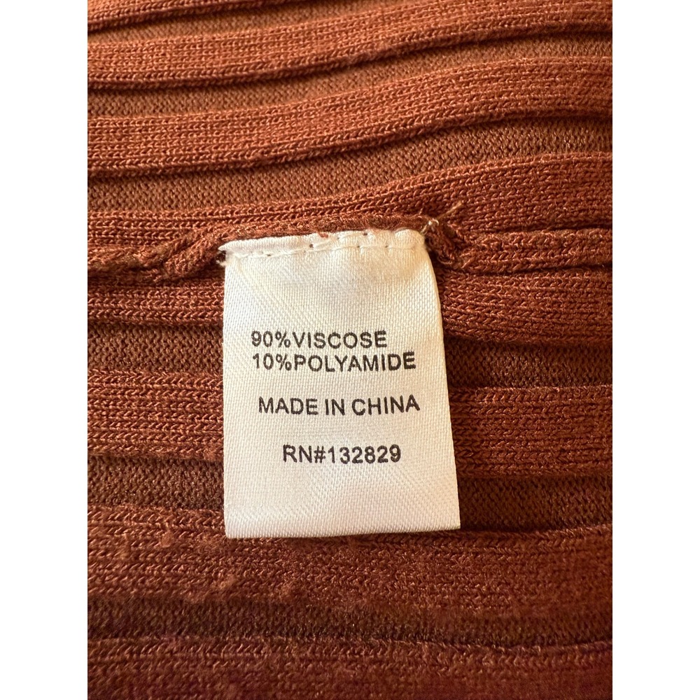Tularosa Brown Ribbed Knit Mini Dress sz SM Long Sleeve Collared Fitted Bodycon - Picture 6 of 10